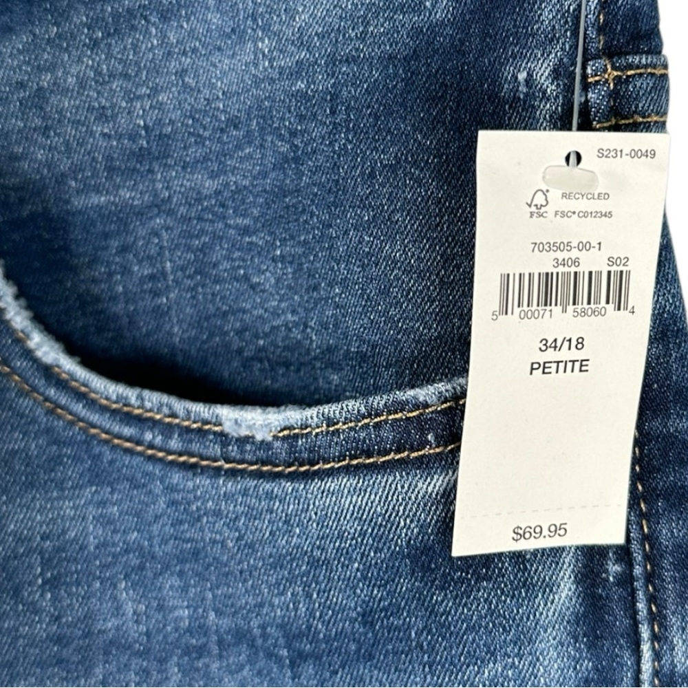 NWT Gap True Skinny Sky High Rise Medium Blue Raw Hem Jeans Size 34 18P Petite - Picture 7 of 8